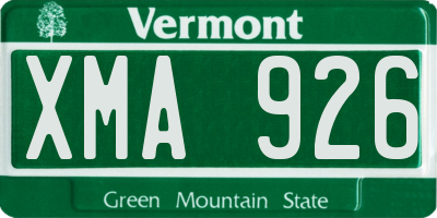 VT license plate XMA926