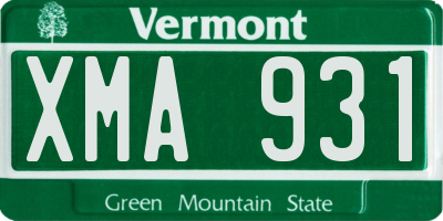 VT license plate XMA931