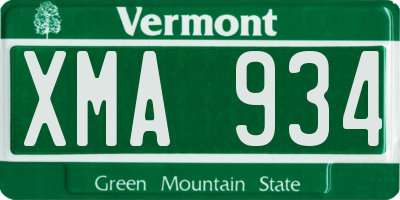 VT license plate XMA934