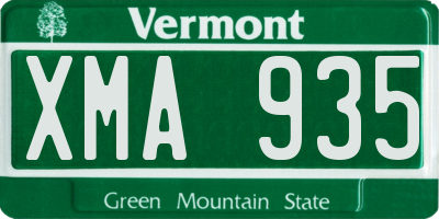 VT license plate XMA935