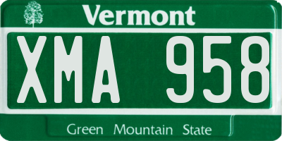 VT license plate XMA958