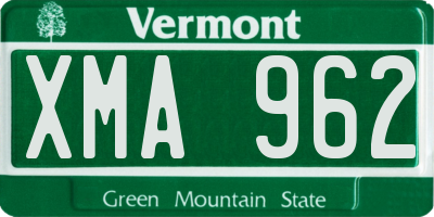 VT license plate XMA962