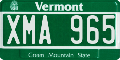VT license plate XMA965