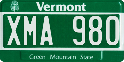 VT license plate XMA980
