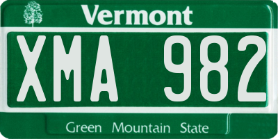 VT license plate XMA982