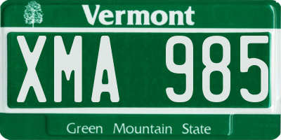 VT license plate XMA985