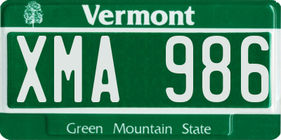 VT license plate XMA986