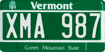 VT license plate XMA987