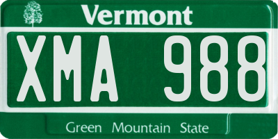 VT license plate XMA988
