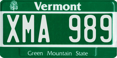 VT license plate XMA989