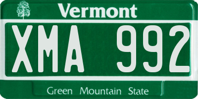 VT license plate XMA992