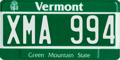 VT license plate XMA994