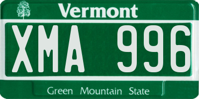 VT license plate XMA996