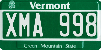 VT license plate XMA998