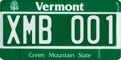 VT license plate XMB001