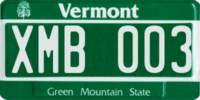 VT license plate XMB003