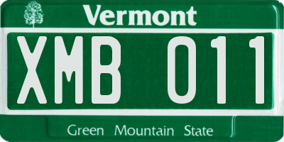VT license plate XMB011