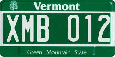 VT license plate XMB012