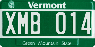 VT license plate XMB014