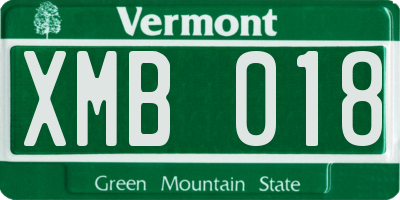 VT license plate XMB018
