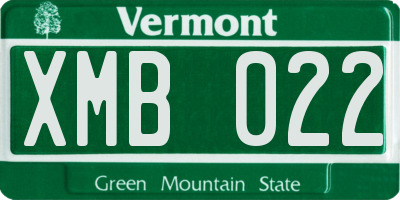VT license plate XMB022