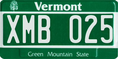 VT license plate XMB025