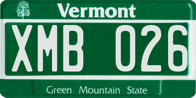 VT license plate XMB026