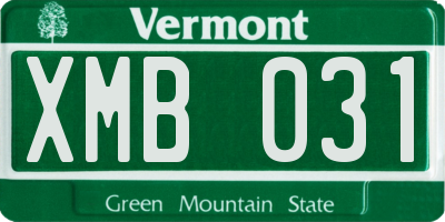 VT license plate XMB031