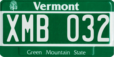 VT license plate XMB032