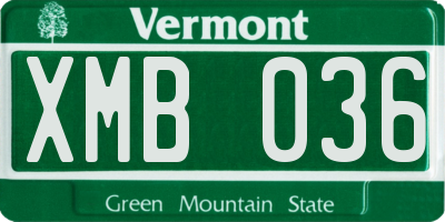 VT license plate XMB036