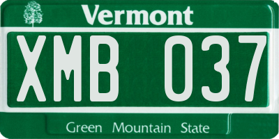 VT license plate XMB037