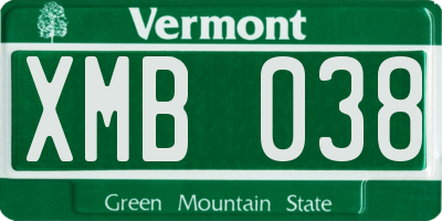 VT license plate XMB038
