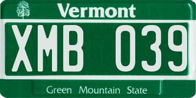 VT license plate XMB039