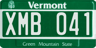 VT license plate XMB041