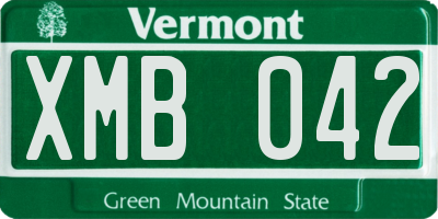 VT license plate XMB042
