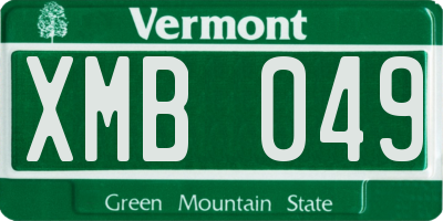 VT license plate XMB049