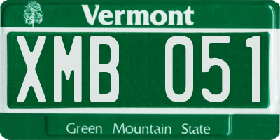 VT license plate XMB051