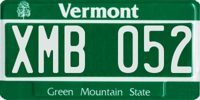 VT license plate XMB052