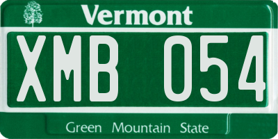 VT license plate XMB054