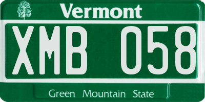 VT license plate XMB058