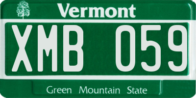 VT license plate XMB059