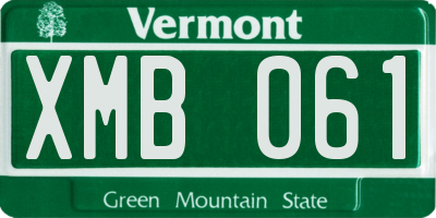 VT license plate XMB061