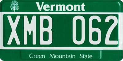 VT license plate XMB062