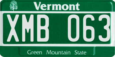 VT license plate XMB063