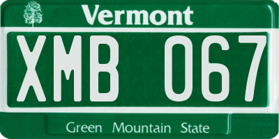 VT license plate XMB067