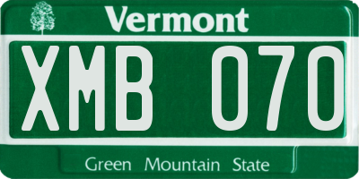 VT license plate XMB070