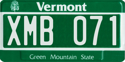 VT license plate XMB071