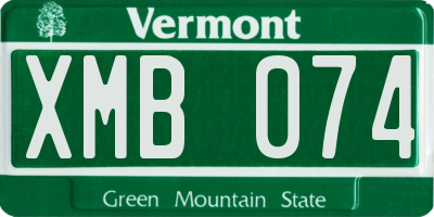 VT license plate XMB074