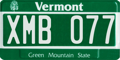 VT license plate XMB077