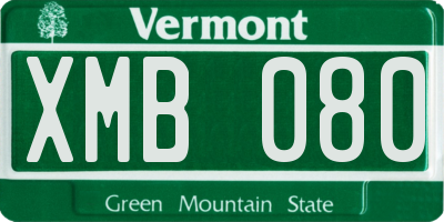 VT license plate XMB080